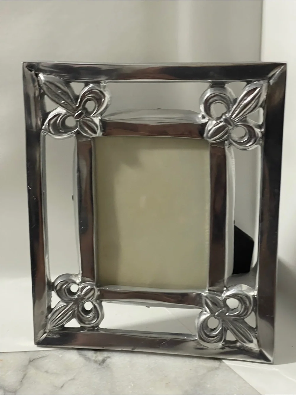 Heavy Silver Metal Fleur’De’Lis Photo Frame 5x7